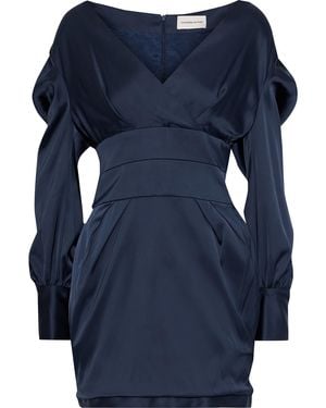 Alexandre Vauthier Pleated Satin Mini Dress - Blue