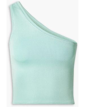 Calle Del Mar One-shoulder Cropped Stretch-knit Top - Green