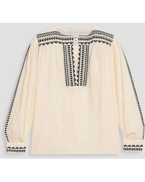 lemlem Dera Embroidered Cotton Top - Natural
