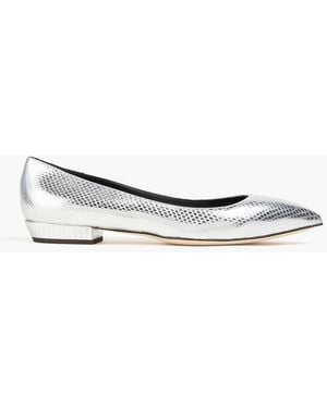 Giuseppe Zanotti Snake-Effect Leather Point-Toe Flats - White
