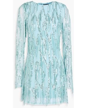 ROTATE BIRGER CHRISTENSEN Sequined Tulle Mini Dress - Blue