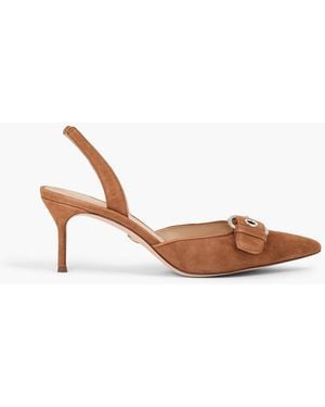 Veronica Beard Roxy Buckled Suede Slingback Court Shoes - Brown