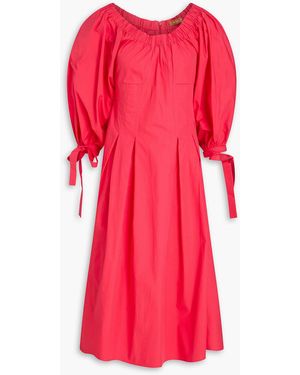 Rejina Pyo Pleated Cotton-poplin Midi Dress - Red