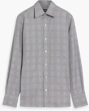 Tom Ford Prince Of Wales Checked Lyocell And Cotton-Blend Shirt - Gray