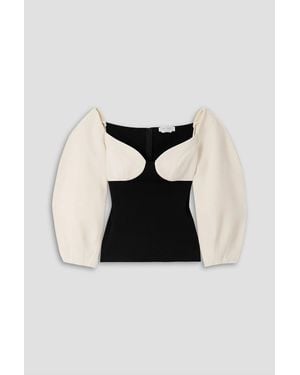 Gabriela Hearst Enoch Wool-crepe And Silk Cropped Top - Black