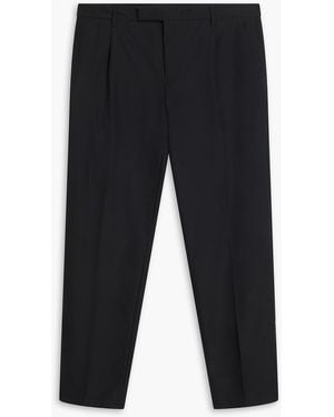 dunhill Tapered Wool And Cotton-Blend Trousers - Blue