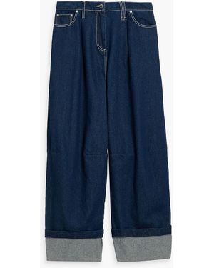 Simone Rocha Crystal-Embellished High-Rise Wide-Leg Jeans - Blue