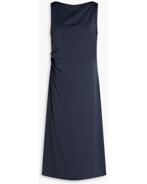 Theory Draped Satin Midi Dress - Blue