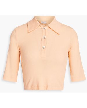 Rosetta Getty Cropped Cotton-jersey Polo Shirt - White
