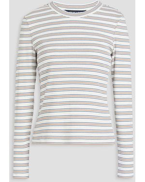Veronica Beard Pruitt Striped Ribbed Cotton-blend Jersey Top - Grey