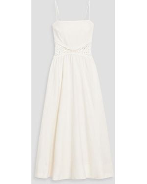 Jonathan Simkhai Malena Crochet-Trimmed Linen-Blend Midi Dress - White