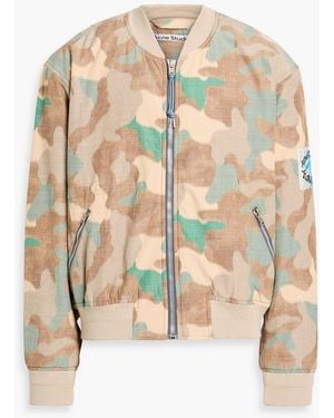 Acne Studios Camouflage-Print Slub Cotton-Blend Bomber Jacket - White