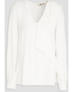 Diane von Furstenberg aggie Ruffled Crepe De Chine Top - White