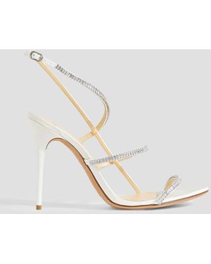 Alexandre Birman Sally 100 Embellished Faille Slingback Sandals - White