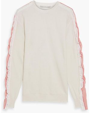 Stella McCartney Crepe-Trimmed Wool Sweater - White