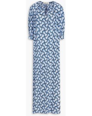 Diane von Furstenberg Drago Printed Crepe Maxi Dress - Blue