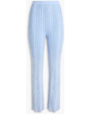 Missoni Sequin-Embellished Ribbed-Knit Bootcut Pants - Blue