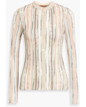 Missoni Metallic Striped Crochet-Knit Cardigan - Natural