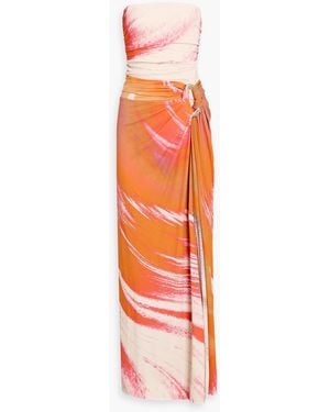 Jonathan Simkhai Emma Strapless Printed Stretch-Jersey Maxi Dress - Orange
