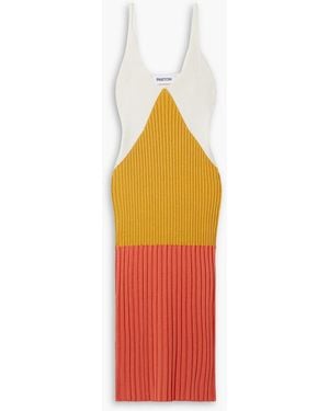 Partow Marilyn Color-block Ribbed-knit Midi Dress - Orange