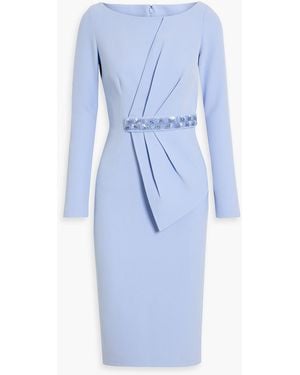 Safiyaa Torquay Pleated Embellished Crepe Dress - Blue