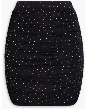 Alex Perry Ruched Crystal-embellished Stretch-jersey Mini Skirt - Black