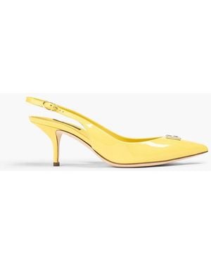 Dolce & Gabbana Embellished Patent-Leather Slingback Court Shoes - Yellow