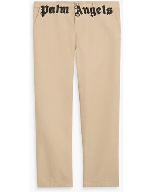 Palm Angels Printed Cotton-Twill Chinos - Natural