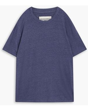 Officine Generale Linen-Blend T-Shirt - Blue