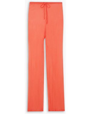Dries Van Noten Silk-Crepon Straight-Leg Pants - Red