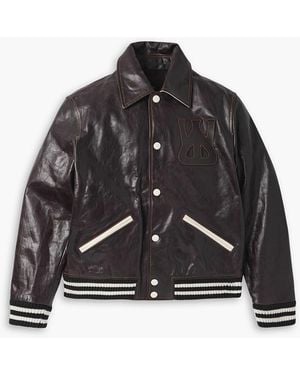 Wales Bonner Prince Logo-Appliquéd Padded Leather Varsity Jacket - Black