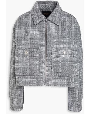 Maje Cropped Sequin-embellished Tweed Jacket - Grey