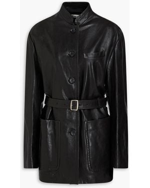 Bally Belted Leather Jacket - Black