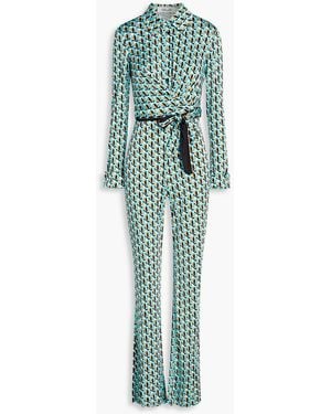 Diane von Furstenberg Michele Printed Jersey Wide-leg Jumpsuit - Green