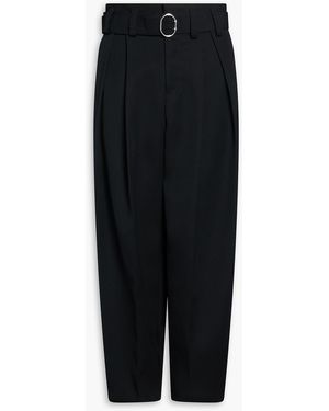 Jil Sander Tapered Belted Wool-Twill Trousers - Black