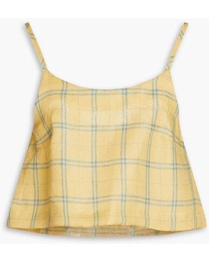 Bondi Born Cropped Checked Linen Camisole - Yellow
