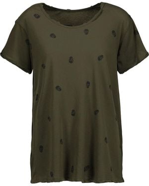 RTA Jewel Distressed Printed Cotton-Jersey T-Shirt - Green