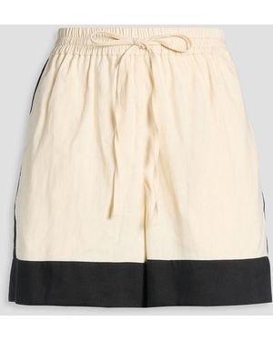 Sandro Two-tone Linen-blend Twill Shorts - Natural