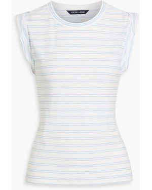 Veronica Beard Dree Striped Pima Cotton-Jersey Top - White