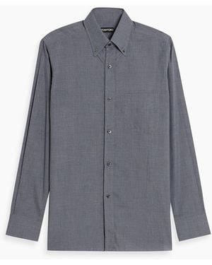 Tom Ford Checked Lyocell And Cotton-Blend Shirt - Gray
