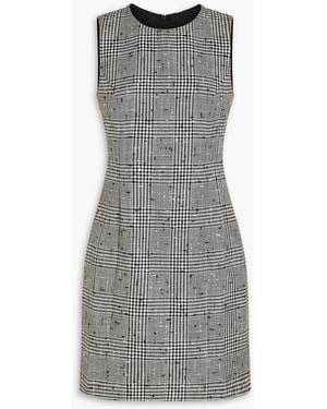 TOVE Prince Of Wales Checked Wool-blend Mini Dress - Grey