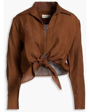Casa Raki Anabela Knotted Linen Top - Brown
