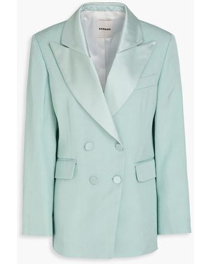Sandro Double-breasted Crepe Blazer - Blue