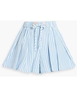 Area Striped Embellished Cotton-Blend Poplin Shorts - Blue
