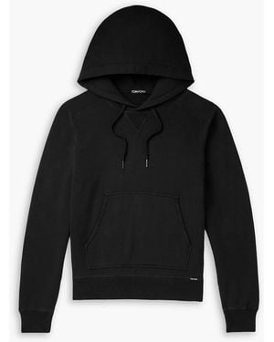Tom Ford Garment-Dyed Cotton-Jersey Hoodie - Black