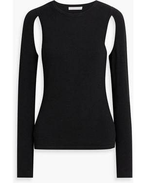 Helmut Lang Cutout Cotton-blend Jersey Top - Black