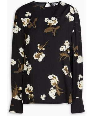 Erdem Floral-Print Crepe De Chine Blouse - Black