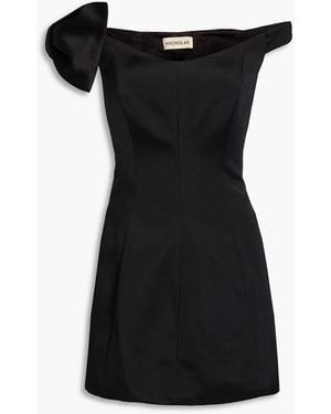 Nicholas Off-the-shoulder Satin Mini Dress - Black