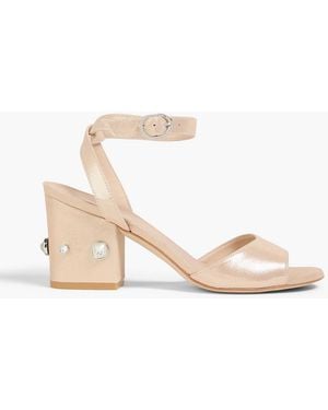 Stuart Weitzman Alshn Crystal-Embellished Leather Sandals - Natural