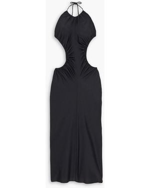 AZ FACTORY Ester as rückenfreies neckholder-midikleid aus stretch-strick mit raffungen - Schwarz